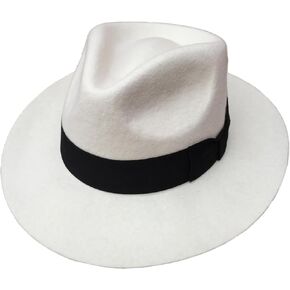 Classic White Men's Wool Felt Godfather Gangster Mobster Gentleman Fedora Hat