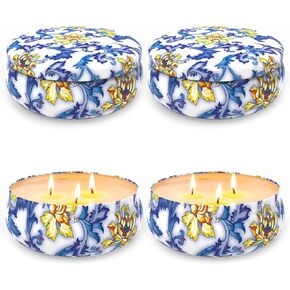 4 Packs Citronella Candles Outdoor Indoor, 5oz Travel Tin Natural Soy Wax Aromatherapy Candles for Patio Yard Home Camping