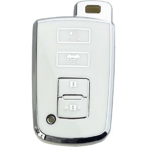 Key Fob Cover Case Compatible with Toyota Highlander Camry RAV4 Corolla Avalon Tocoma Tundra 4Runner Sequoia Accessories Shell Protector (White)