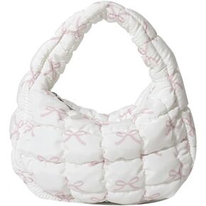 Quilted Puffer Tote Bag Mini Handbag Puffer Puff Bag Puffy Nylon Bag Lightweight Carryall Bag Puffy Purses for Women