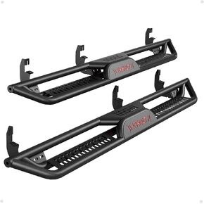 Running Boards 6.5 Inches with Two Stairs Design Compatible with 2015-2024 Chevy Colorado/GMC Canyon Crew Cab（4 Full-Size Doors）, All-Steel Build, Bolt-on Side Steps, Powder Coated Nerf Bar