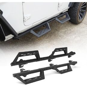 I1MOTOR Side Steps Running Board for 2018 2019 2020 2021 2022 2023 2023 Jeep Wrangler JL JLU Unlimited 4 Door 18-23 Nerf Bars, Heavy Duty Truck Matte Black Powder Coated Steel Rock Rails Plates