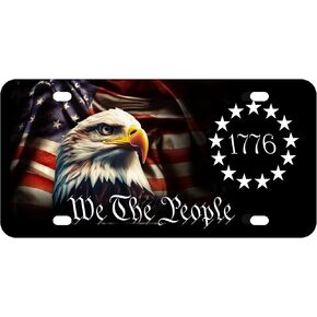 American Vanity Aluminum Car License Plate for Front We The People - 1776 Eagle License Plate Frame Car Universal Accessories - Standart Cars USA Tag Frame for Front
