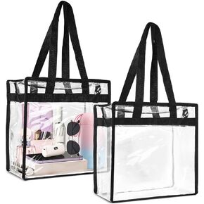 2 Pack Large Clear Stadium Approved Bags Plastic Tote Bags with Zippers and Handles for Concerts, Sporting Events, Gym