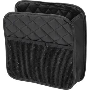 1 Pcs Universal Car Trash Can Hanging 10.2" Length 3.5" Width 10.2" Height Trash Bin Multicolor Faux Leather Rhinestone