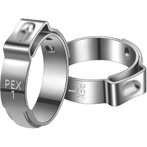 100 PCS 1 Inch PEX Cinch Clamp Rings, 304 Stainless Steel Single Ear Hose Clamps for Plumbing and Pipe Fitting Connections, PEX tubing Pipe Fitting by RTHIEAI