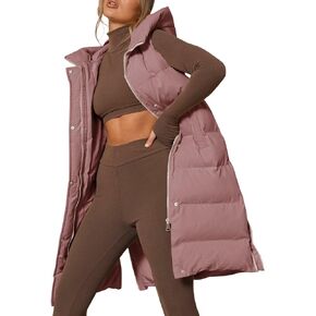 Inorin Womens Down Vest with Stand Collar Thick Hooded Sleeveless Long Coats Jacket