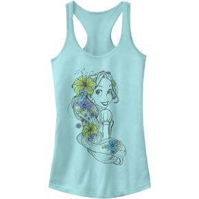 Disney Girls Princess Rapunzel Sketch Slim Fit, Scoop Hem Racerback Tank