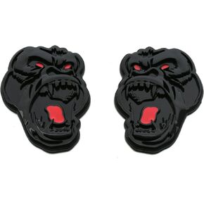 2Pcs Angry Gorilla Ape Emblems 3D Car Truck Motorcycles Side Rear Styling Decal Sticker Gorilla Badge Custom New (Glossy Black)