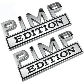 Pimp Edition Car Emblem, 3D Auto Badge Sticker Decal Compatible with Universal Vehicle Truck SUV, 2Pcs