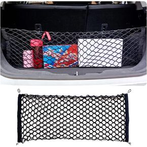 Car Rear Cargo Net with Good Elasticity&Tensile Strength Trunk Net Organizer for SUV Truck,Ideal Car Net Keeps Overlanding Accessories,Car Camping Accessories (M 35.43''x15.74'')