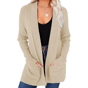 MEROKEETY Women's 2024 Fall Open Front Waffle Knit Cardigan Long Sleeve Cozy Knit Sweaters with Pockets in Kuwait