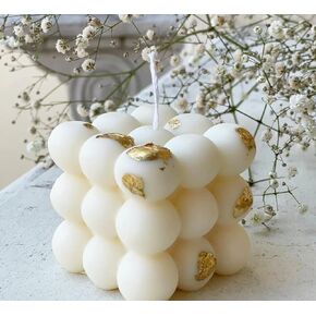 Aroma Candle Bubble Shaped,Aesthetic Scented Candle,150G Handmade Soy Wax Decorative Candle for Table Photo Prop Birthday Gift,Prefect for Meditation Stress Relief Mood Boosting-White