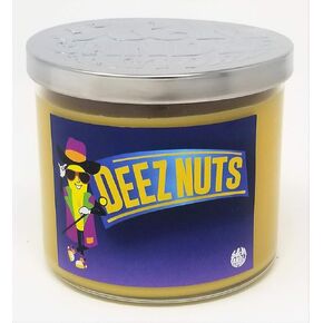 Clearance Priced ~ Deez Nuts Candle ~ Scented Soy Wax 14.5oz 3 Wick Candle ~ 75 Plus Hour Burn Time ~ Aromatherapy Soy Candles ~ Made in USA (14.5 oz, Yellow)