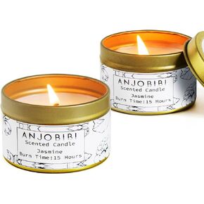 Jasmine Scented Candle Gifts for Women （2 Pack） - 2 Oz - 15 Hour Burn Time Long Lasting Candle，All Natural, Soy Candles, Soothe