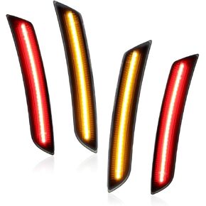 Front Rear Bumper Turn Signals Lights Smoked LED Sidemarker Light Reflectors Compatible with Chevy Camaro 2016-2024-4Pcs Amber & Red