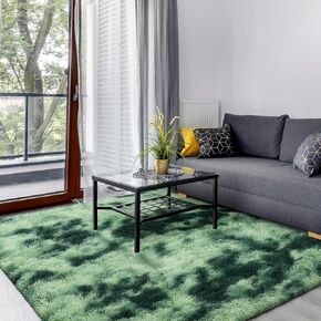 Area Rugs for Bedroom Living Room, 3x5 ft Tie-Dyed Shag Carpet, Fluffy Plush Soft Throw Rug for Kids Nursery Lounge Indoor, Washable Non-Slip Furry Floor Rug for Home Decor, Coffee Brown