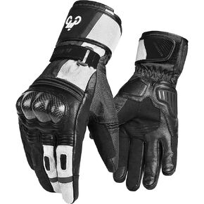 قفازات INBIKE الشتوية للدراجات النارية، قفازات جلدية حرارية للطقس البارد كاملة الأصابع باللون الأسود مقاس X-Large in Kuwait