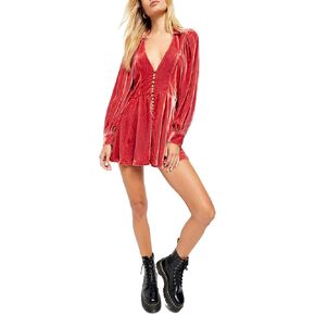 Free People Womens Carnaby Velvet Puff Sleeve Romper