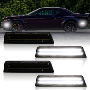 أضواء العلامات الجانبية لتشالنجر 2008 2009 2010 2011 2012 2013 2014 مصابيح LED بيضاء أمامية وخلفية لون مدخن، 4 قطعة in Kuwait