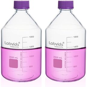 1 pc of 1000mL Round Media Storage Bottles, with GL45 Screw Cap in Purple, 3.3 Borosilicate Reagent Bottles for Labs, Schools and Home Use Glass Bottles, LVAD007