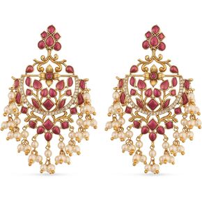 Tarinika Antique Gold-Plated Drop Earrings with Floral Design - Indian Earrings for Women and Girls Perfect for Casual Occasions | Traditional Indian Jewelry for Women | 1 Year Warranty*