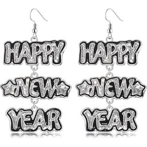New Years Earrings for Women Hypoallergenic Happy New Year Drop Dangle Earrings Glitter Star New Year Eve Party Earrings Trendy Celebration 2024 New Years Holiday Earrings Jewelry in Kuwait