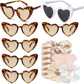 Bachelorette Party Favor Sunglasses and Satin Bridesmaid Scrunchies Set 14 Pack,Wedding Swim Party Bridesmaids Proposal Gifts