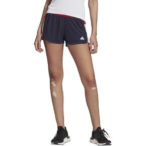 adidas Women's Pacer 3-Stripes Woven Shorts, Legend Ink/Vivid Red, Medium