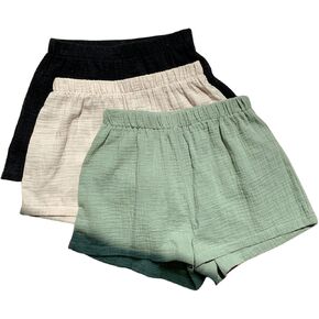 SOLY HUX Women's Wide Leg Shorts 3 Packs Casual Basic Elastic Waist Lounge Shorts Summer Short Pants