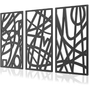Gouisalin 3 Pack Black Abstract Metal Wall Decor, Minimalist Hollow Out Single Line Art Wall Décor, 3D Textured Sculptures Modern Wall Art for Living Room Bedroom Bathroom Office (9.8" x 15.7")
