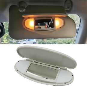 Compatible with 2007-2014 Mini Cooper Sun Visor Vanity Mirror Cover,Front Visor Illuminated Mirror Cover Replacement R55/56/60 for Left/Right,1PCS Sun Visor Makeup Mirror Buckle Cover,Gray