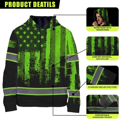 Maddly High Visibility US Flag Collection Safety Workwear Custom Name For Workers, Runners, Truckers, Patriotic in Saudi Arabia