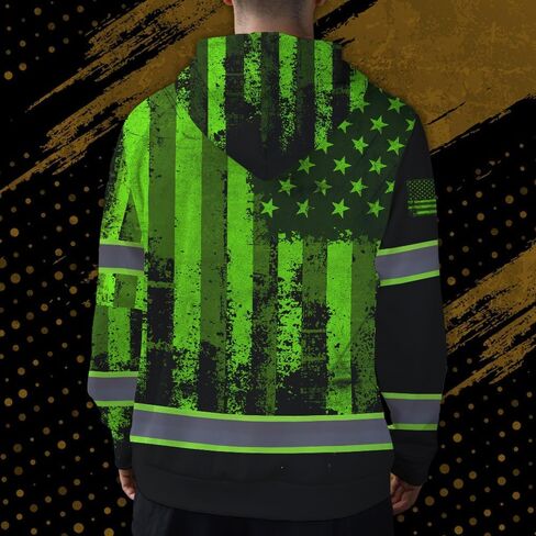 Maddly High Visibility US Flag Collection Safety Workwear Custom Name For Workers, Runners, Truckers, Patriotic in Saudi Arabia