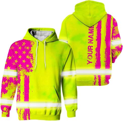 Maddly High Visibility US Flag Collection Safety Workwear Custom Name For Workers, Runners, Truckers, Patriotic in Saudi Arabia
