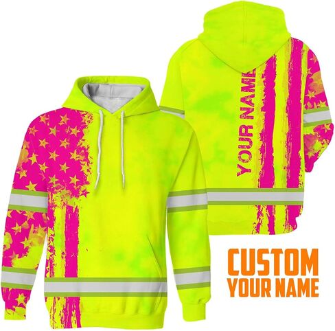 Maddly High Visibility US Flag Collection Safety Workwear Custom Name For Workers, Runners, Truckers, Patriotic in Saudi Arabia