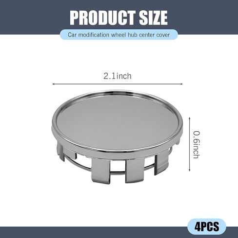 4 PCS Car Modified Hub Center Caps, Steel Rim Snap-On Hub Center Caps, Replaceable 2.12 in Outer Diameter x 1.96 in Inner Diameter ABS Car Accessories (Silver) in Saudi Arabia