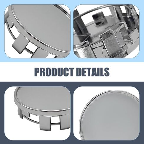 4 PCS Car Modified Hub Center Caps, Steel Rim Snap-On Hub Center Caps, Replaceable 2.12 in Outer Diameter x 1.96 in Inner Diameter ABS Car Accessories (Silver) in Saudi Arabia