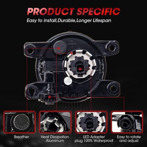 New Version LED Fog Light Compatible With Honda Civic 2013-2021 / Honda Fit 2015-2020/ Honda HR-V 2019-2020/ Honda Accord 2013-2015 LED Fog Lamps(Black) in Saudi Arabia
