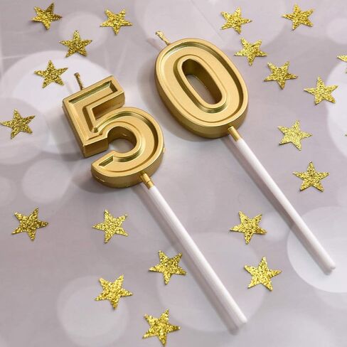 50th Birthday Cake Decorations Set Include 50th Birthday Candles Numeral 50 Cake Candles and Happy 50th Birthday Cake Toppers with Heart Star Cupcake Picks for Birthday Party (Black Series) in Kuwait
