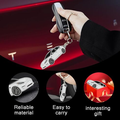 Keychain Compatible with Tesla Model 3 Key Card Holder Decoration Zinc Alloy Key Chain Model Key Fob Cover Decorate in Saudi Arabia