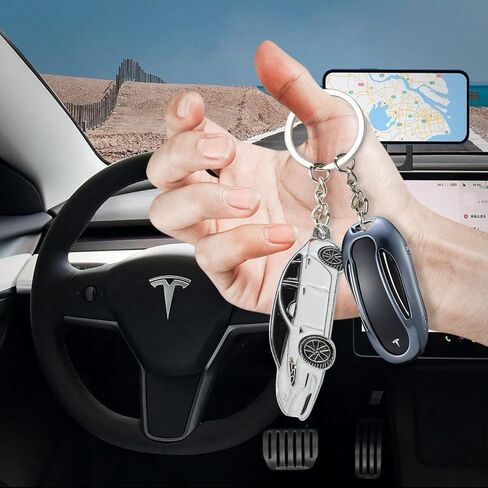 Keychain Compatible with Tesla Model 3 Key Card Holder Decoration Zinc Alloy Key Chain Model Key Fob Cover Decorate in Saudi Arabia