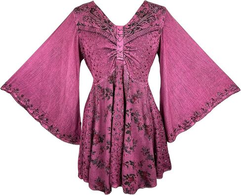 Agan Traders Fall 3/4 Bell Sleeve V Neck Embellishment Bohemian Tops for Women - Sequin Beaded Flared Vintage Women's Blouses in Kuwait