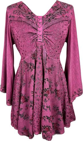 Agan Traders Fall 3/4 Bell Sleeve V Neck Embellishment Bohemian Tops for Women - Sequin Beaded Flared Vintage Women's Blouses in Kuwait