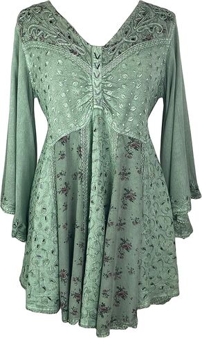 Agan Traders Fall 3/4 Bell Sleeve V Neck Embellishment Bohemian Tops for Women - Sequin Beaded Flared Vintage Women's Blouses in Kuwait