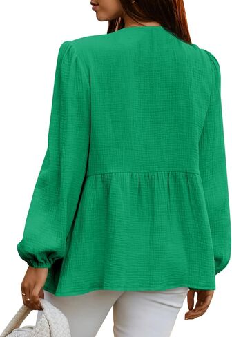 Tankaneo Womens Bow Tie Front Tops Babydoll Puff Long Sleeve Blouse Y2k Cotton Shirt in Saudi Arabia