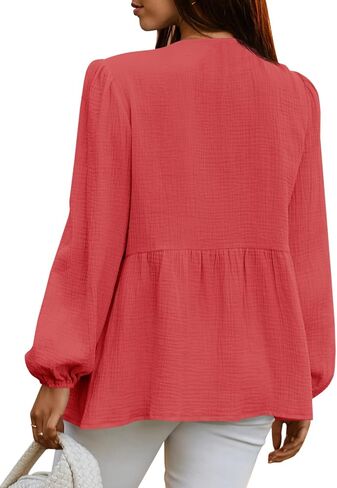 Tankaneo Womens Bow Tie Front Tops Babydoll Puff Long Sleeve Blouse Y2k Cotton Shirt in Saudi Arabia