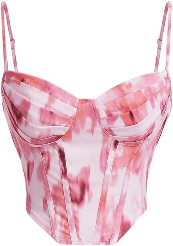 SHENHE Women's Sexy Floral Corset Top Tie Dye Bustier Dressy Crop Tops Backless Concert Top in Saudi Arabia