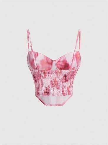 SHENHE Women's Sexy Floral Corset Top Tie Dye Bustier Dressy Crop Tops Backless Concert Top in Saudi Arabia