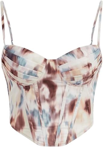 SHENHE Women's Sexy Floral Corset Top Tie Dye Bustier Dressy Crop Tops Backless Concert Top in Saudi Arabia